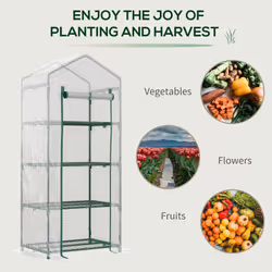 Outsunny Mini Greenhouse 4-Tier Portable Plant House Shed w/ PE Cover, White - Additional view 5