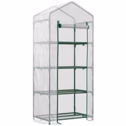 Outsunny Mini Greenhouse 4-Tier Portable Plant House Shed w/ PE Cover, White - Additional view 8