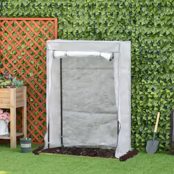 Outsunny 100 x 50 x 150cm Greenhouse w/ Zipper Roll-up Door Outdoor White