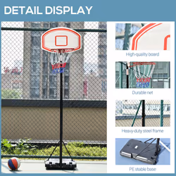 HOMCOM Basketball Stand 175-215cm Adjustable Height Sturdy Hoop w/ Wheels Base - Additional view 5