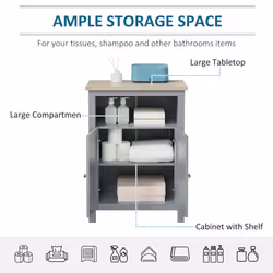 kleankin Bathroom Floor Storage Cabinet Standing Unit W/ Doors & Shelf