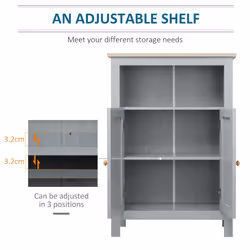 kleankin Bathroom Floor Storage Cabinet Standing Unit W/ Doors & Shelf