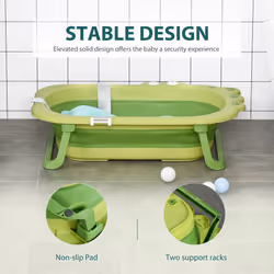 HOMCOM Baby Bath Tub for Toddler Foldable w/ Baby Cushion for 0-3 Years Green - Additional view 5