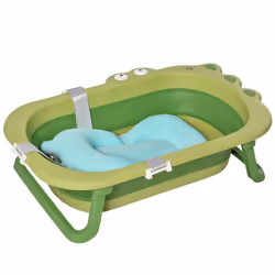 HOMCOM Baby Bath Tub for Toddler Foldable w/ Baby Cushion for 0-3 Years Green - Additional view 8