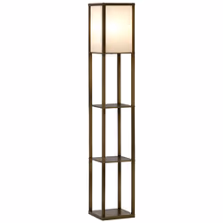 HOMCOM Floor Lamp Reading Lamp with 3-Tier Storage Shelf for Home Office Brown - Additional view 4