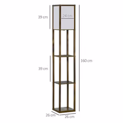 HOMCOM Floor Lamp Reading Lamp with 3-Tier Storage Shelf for Home Office Brown - Additional view 5