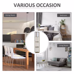 HOMCOM Floor Lamp Reading Lamp with 3-Tier Storage Shelf for Home Office Brown - Additional view 7