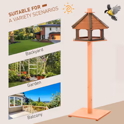 PawHut Wooden Bird Feeder Bird Table with Roof for Outside Use Brown 130cm - Additional view 4