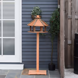 PawHut Wooden Bird Feeder Bird Table with Roof for Outside Use Brown 130cm - Additional view 5