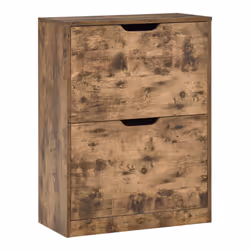 HOMCOM 2 Drawer Shoe Cabinet Industrial Shoe Cupboard w/ Flip Doors