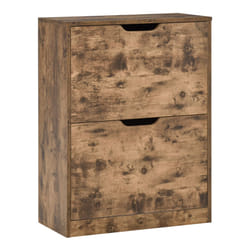HOMCOM 2 Drawer Shoe Cabinet Industrial Shoe Cupboard w/ Flip Doors