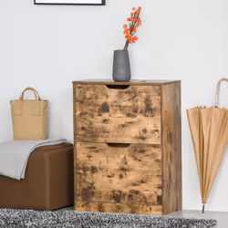 HOMCOM 2 Drawer Shoe Cabinet Industrial Shoe Cupboard w/ Flip Doors