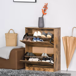 HOMCOM 2 Drawer Shoe Cabinet Industrial Shoe Cupboard w/ Flip Doors - Additional view 6
