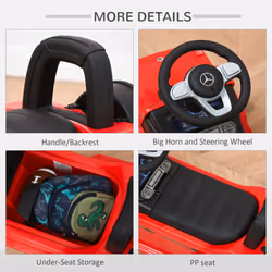HOMCOM Benz G350 Kids Ride on Sliding Car w/ Under Seat Storage No Power Red - Additional view 5