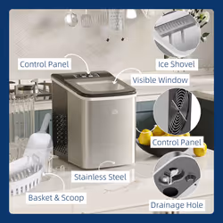 HOMCOM Ice Maker Machine Portable Counter Top Ice Cube Maker for Home Black - Additional view 7