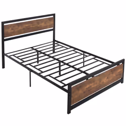 HOMCOM Double Size Metal Bed Frame w/ Headboard & Footboard