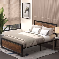 HOMCOM Double Size Metal Bed Frame w/ Headboard & Footboard