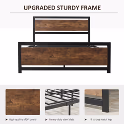 HOMCOM Double Size Metal Bed Frame w/ Headboard & Footboard