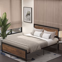HOMCOM King Size Metal Bed Frame w/ Headboard & Footboard