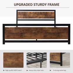 HOMCOM King Size Metal Bed Frame w/ Headboard & Footboard