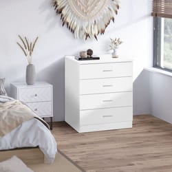 HOMCOM Storage Cabinet Vertical Drawer Chest of 4 w/ Metal Rails Anti-Tip