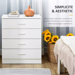 HOMCOM Storage Cabinet Vertical Drawer Chest of 4 w/ Metal Rails Anti-Tip - Additional view 5