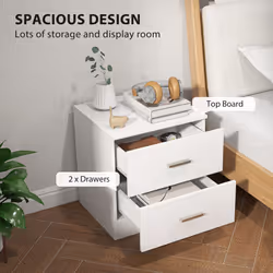 HOMCOM Bedside Table w/ 2 Drawers, Nightstand, Side Storage Cabinet Unit