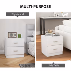 HOMCOM Bedside Table w/ 2 Drawers, Nightstand, Side Storage Cabinet Unit - Additional view 4