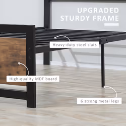 HOMCOM Single Size Metal Bed Frame w/ Headboard & Footboard