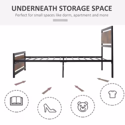 HOMCOM Single Size Metal Bed Frame w/ Headboard & Footboard - Additional view 4