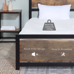 HOMCOM Single Size Metal Bed Frame w/ Headboard & Footboard - Additional view 5