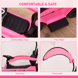 HOMCOM Kids Ride-on Push Car 3 in 1 Benz G350 Baby Floor Slider Walker, Pink