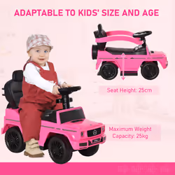 HOMCOM Kids Ride-on Push Car 3 in 1 Benz G350 Baby Floor Slider Walker, Pink - Additional view 5