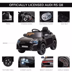 HOMCOM Audi RS Q8 6V Kids Electric Ride On Car Toy w/ Remote Control Black - Additional view 4