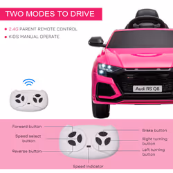 HOMCOM Audi RS Q8 6V Kids Electric Ride On Car Toy w/ Remote Control Pink