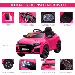 HOMCOM Audi RS Q8 6V Kids Electric Ride On Car Toy w/ Remote Control Pink - Additional view 4