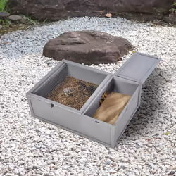PawHut 94 cm Wooden Tortoise House Turtle Habitat Small Reptile Cage Grey