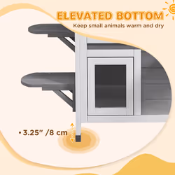 PawHut Wooden Cat House Cat Cave Pet Shelter Condos Outdoor Grey
