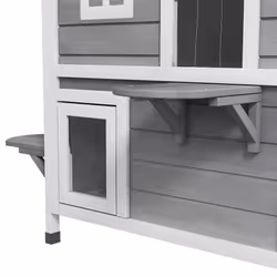 PawHut Wooden Cat House Cat Cave Pet Shelter Condos Outdoor Grey - Additional view 5