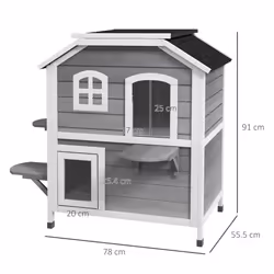 PawHut Wooden Cat House Cat Cave Pet Shelter Condos Outdoor Grey - Additional view 7