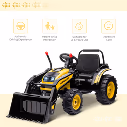 HOMCOM Kids Digger Ride On Excavator 6V Battery Tractor Music Headlight Yellow