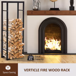 HOMCOM 150cm Metal Firewood Log Holder Rack Elevated Design, Base Side Rails - Additional view 6