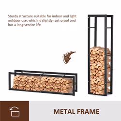 HOMCOM 150cm Metal Firewood Log Holder Rack Elevated Design, Base Side Rails - Additional view 7