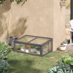 Outsunny Square Wooden Outdoor Greenhouse for Plants PC Board 100 x 65 x 40cm