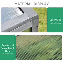 Outsunny Square Wooden Outdoor Greenhouse for Plants PC Board 100 x 65 x 40cm - Additional view 5