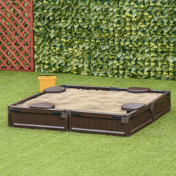 Outsunny Kids Outdoor Sandbox w/ Canopy Backyard for 3-12 years old Brown