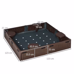 Outsunny Kids Outdoor Sandbox w/ Canopy Backyard for 3-12 years old Brown
