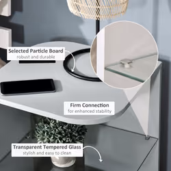 HOMCOM Modern Side Table Three Layer Bedside Table w/ Shelves, Grey