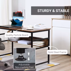 HOMCOM Tiltable Drafting Table Home Office Computer Desk w/ Shelf, Rustic Brown - Additional view 6