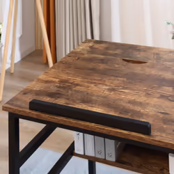 HOMCOM Tiltable Drafting Table Home Office Computer Desk w/ Shelf, Rustic Brown - Additional view 7